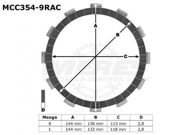 Фрикционные диски сцепления TRW для мотоциклов MCC354-9RAC