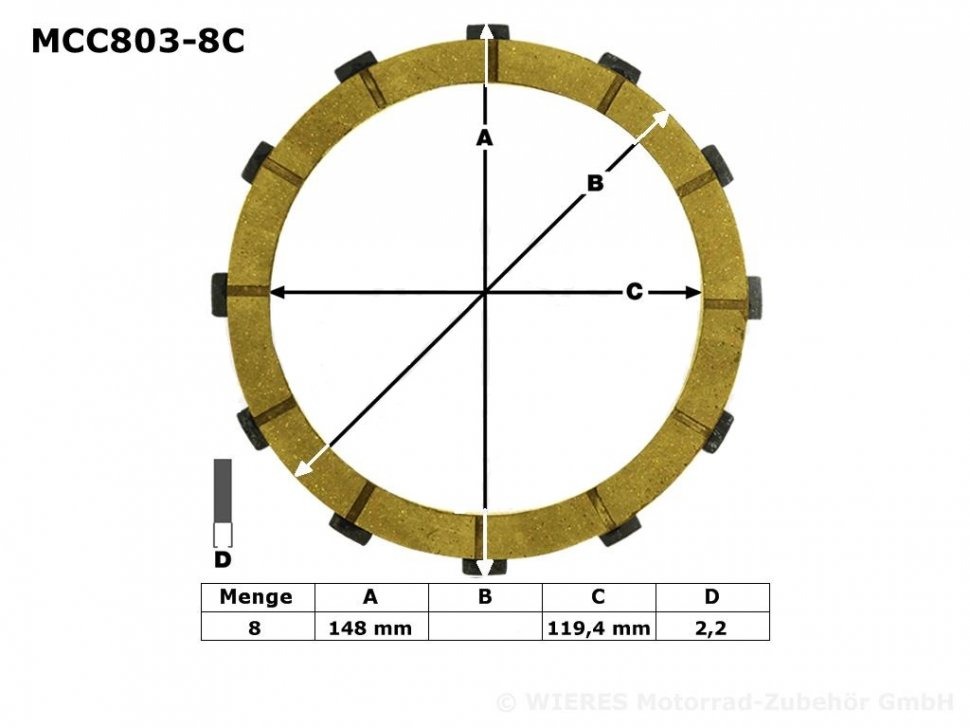 Фрикционные диски сцепления TRW для мотоциклов MCC803-8C