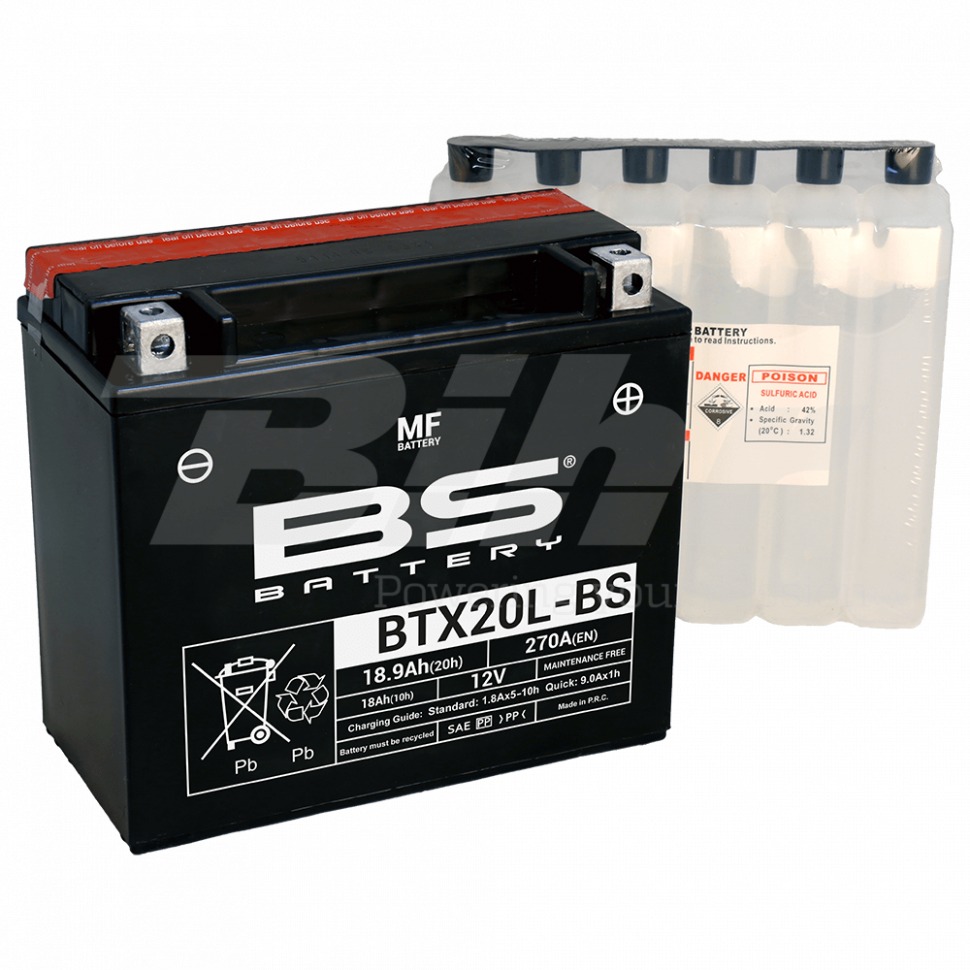 BS-Battery BTX20L-BS Аккумулятор BS AGM, 12В, 18 Ач  175x87x155, обратная ( -/+ ), (YTX20L-BS)