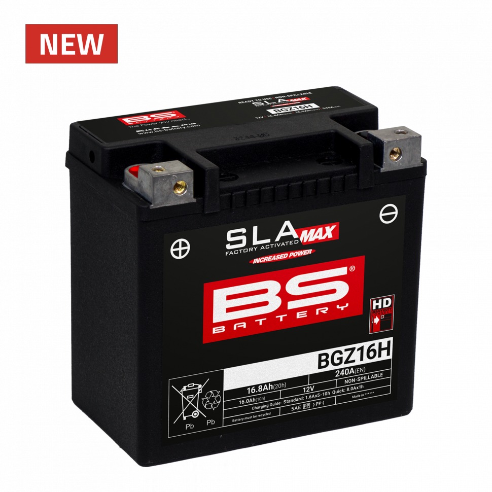 BS-Battery BGZ16H Аккумулятор BS SLA MAX, 12В, 16 Ач, 240 А, прямая (+ / -), (YTX14H)