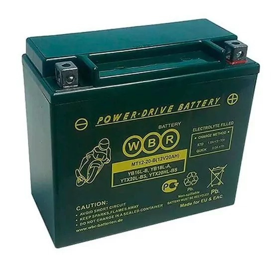 Аккумулятор WBR MT12-20-B (YTX20L-BS, YTX20HL-BS, YB16L-B, YB18L-A)