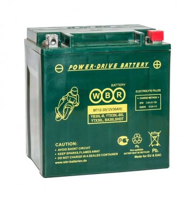 Аккумулятор WBR MT12-30 (YTX30L;YB30L-B;YTX30L-BS)