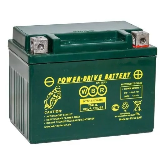 Аккумулятор WBR MT12-4 (YB4L-B, YT4L-BS, YTX4L-BS)