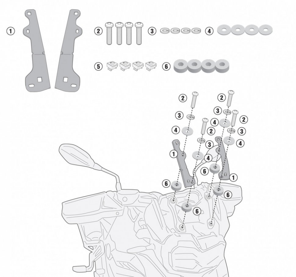 Givi	D5129KIT Крепеж ветрового стекла BMW F750GS 18-19