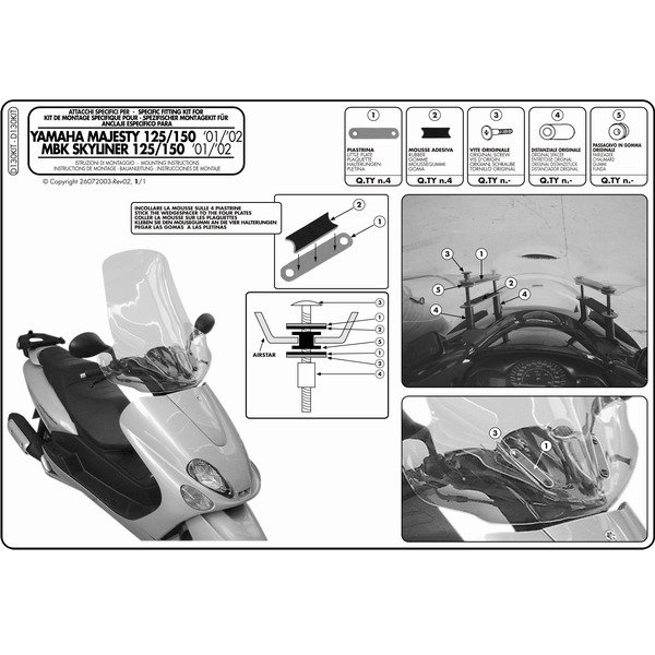 Givi D130KIT Крепеж стекла на скутер Yamaha Majesty