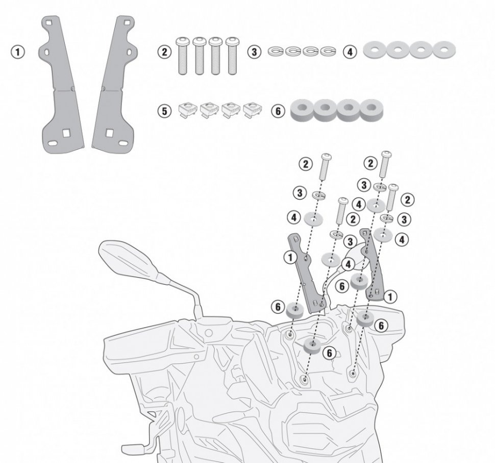 Givi	D5129KIT Крепеж ветрового стекла BMW F750GS 18-19