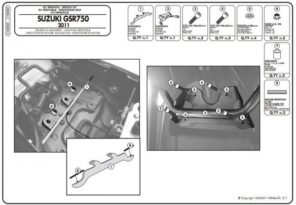 GIVI 3100KIT Установочный  комплект для  TE3100 (для Suzuki GSR750 11-16)