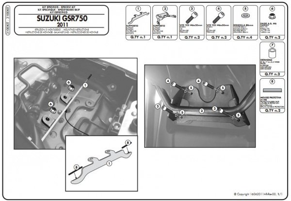 GIVI 3100KIT Установочный  комплект для  TE3100 (для Suzuki GSR750 11-16)