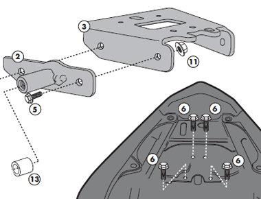 GIVI 1102KIT Установочный  комплект для  TE1102 на Honda CBR 600F (11-13), Hornet 600 (11-13)