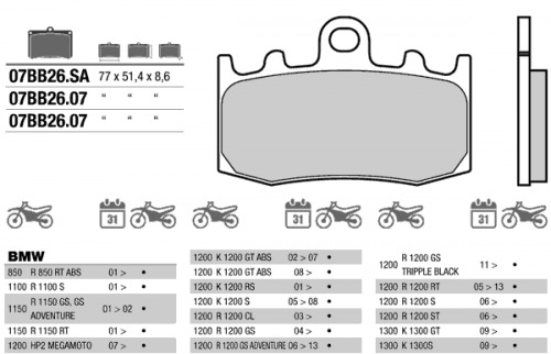 Brembo 07BB26LA Тормозные колодки