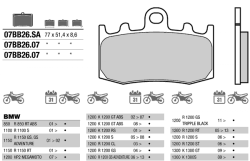 Brembo 07BB26LA Тормозные колодки