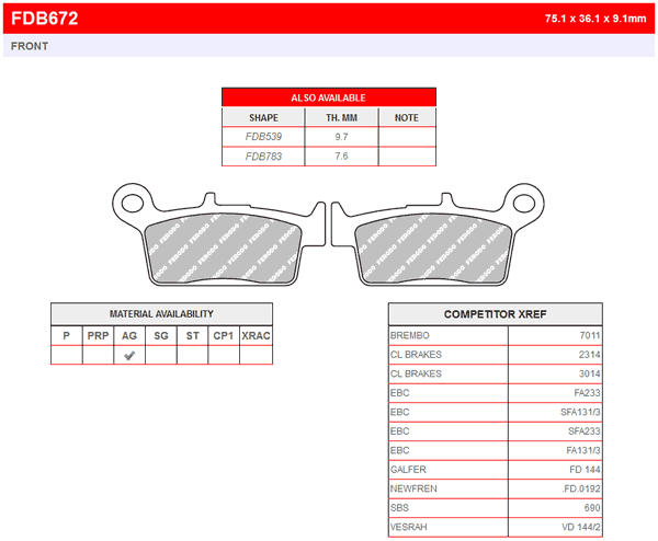 Ferodo FDB672EF Тормозные колодки дисковые (FDB672AG)