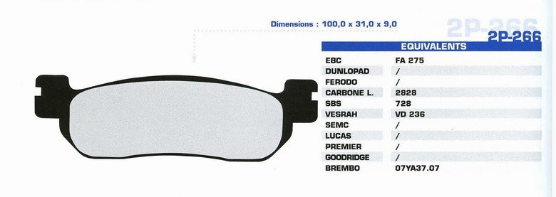 Тормозные колодки Nissin 2P-266ST (265)