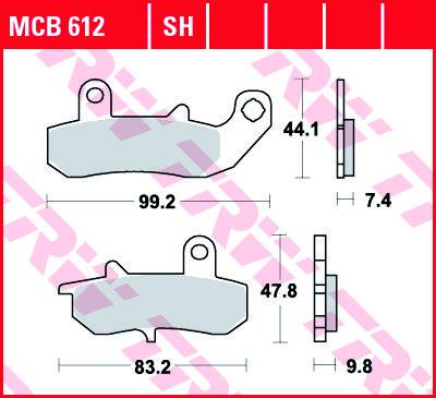 Тормозные колодки для мотоциклов Lucas TRW MCB612SH