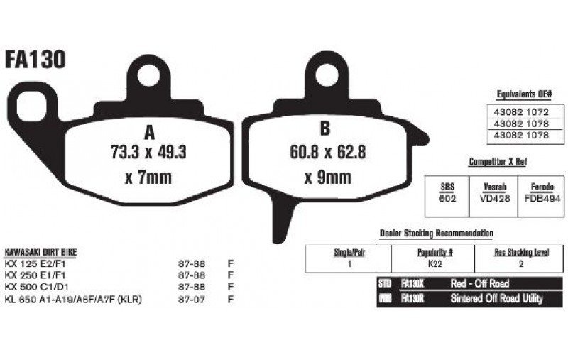Тормозные колодки EBC FA130