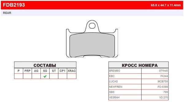FDB2193SG Ferodo тормозные колодки