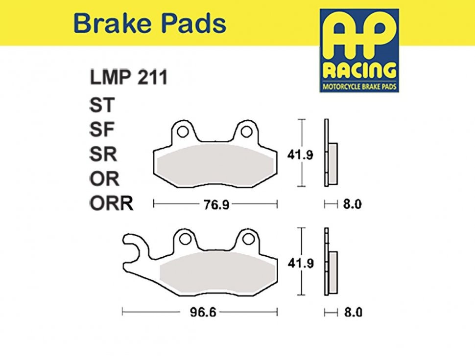 Колодки дискового тормоза AP Racing LMP211 OR (FDB497 / FA135)
