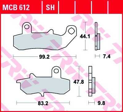 Тормозные колодки для мотоциклов Lucas TRW MCB612SH