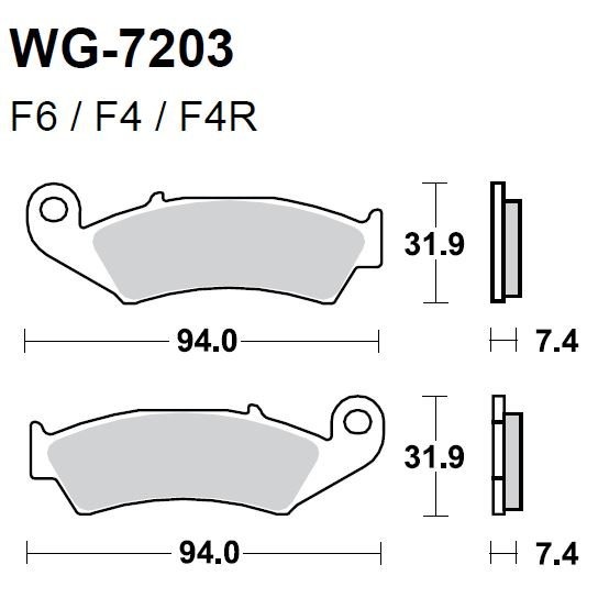 Тормозные колодки WRP WG-7203-F6 (FDB495 / FA125)