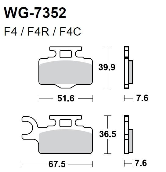 Тормозные колодки WRP WG-7352-F4R (FDB2110 / FA302)
