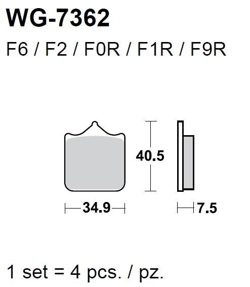 Тормозные колодки WRP WG-7362-F2 (FDB2120 / FDB2215)