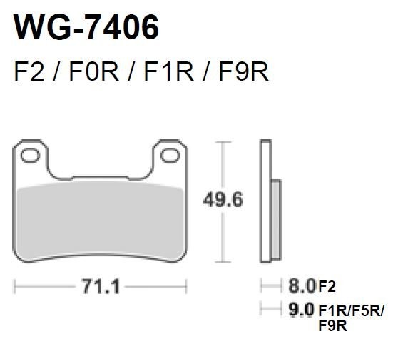 Тормозные колодки WRP WG-7406-F2 (FDB2204 / FDB2178 / FA379)