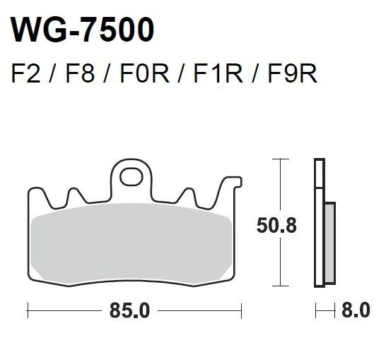 Тормозные колодки WRP WG-7500-F1R (SBS 900DC / FA630)