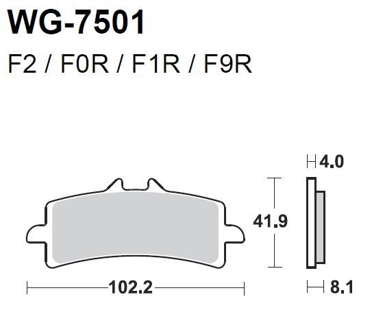 Тормозные колодки WRP WG-7501-F1R (SBS 901DC /FDB2260 / FDB2218 / FA447)