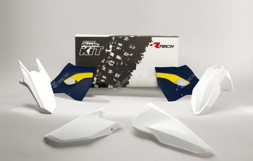 Пластик хускварна. Комплект пластика r-Tech Husqvarna te/Fe 15-16 (r-KITHSQ-OEM-416) белый/синий. Husqvarna te 250. Пластик Husqvarna te 250. R-Tech Plastic Kit Husqvarna te300.