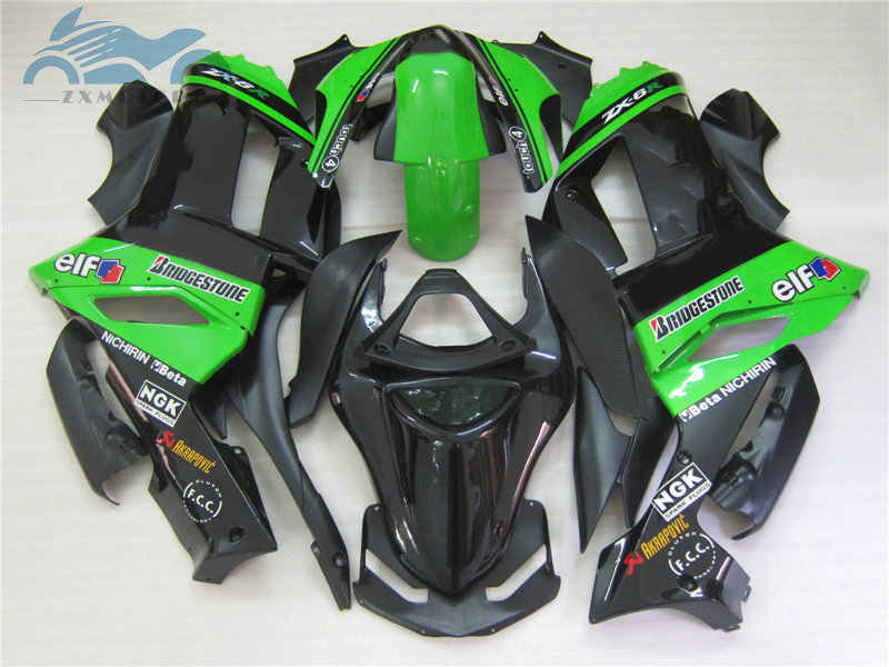 ZXMT Комплект пластика для мотоцикла Kawasaki ZX-6R 07-08 Зелено-Черный