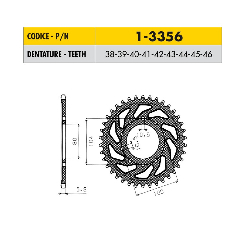 Звезда задняя Sunstar 1-3356-40 стальная (JTR478-40)