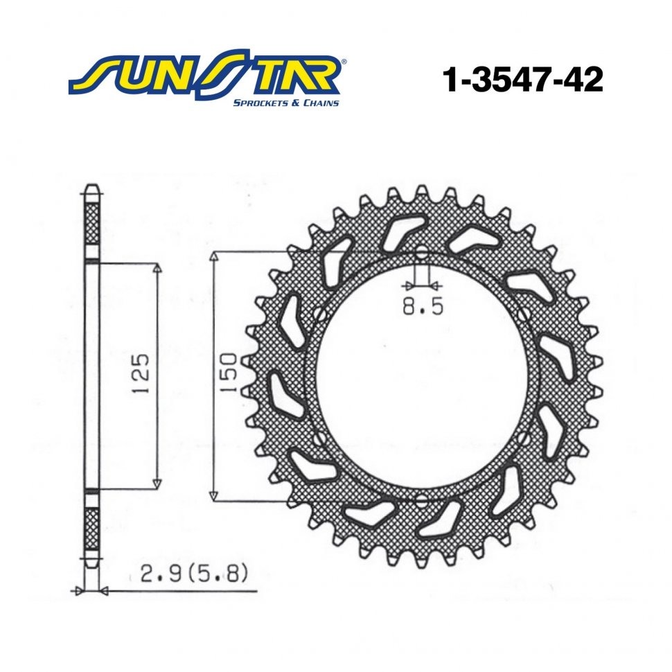 Звезда задняя Sunstar 1-3547-42 стальная (JTR897, JTR990)