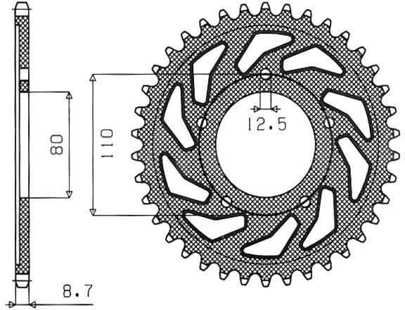 Звезда задняя Sunstar 1-5338-45 стальная (JTR1334.45)