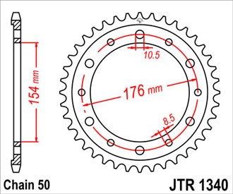 Звезда задняя JTR1340.43ZBK черная