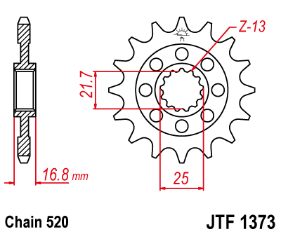 Звезда передняя JTF1373.17RB с демпфером