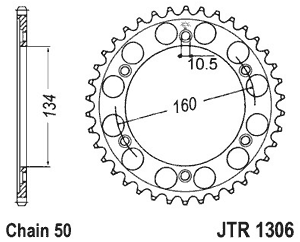 Звезда задняя JTR1306.40ZBK черная