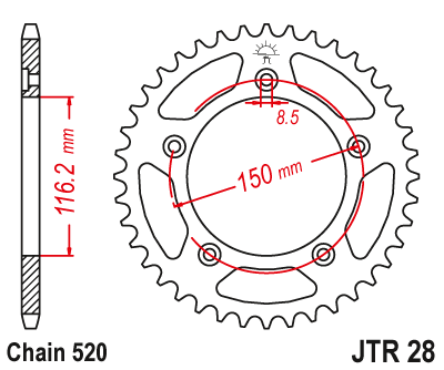 Звезда задняя JTR28.42
