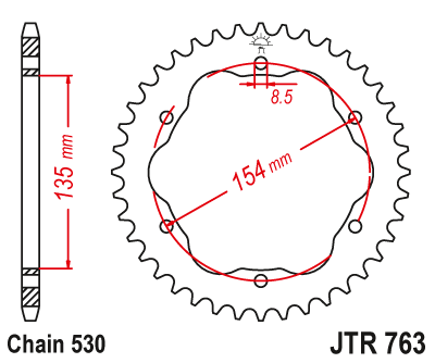 Звезда задняя JTR763.40
