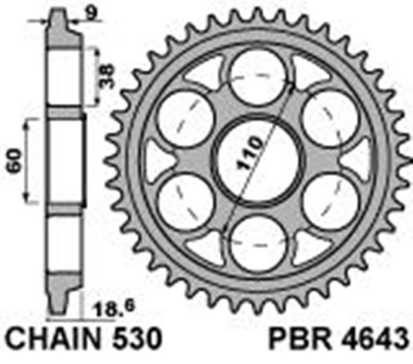 Звезда задняя PBR 4643 40 C45 (JTR763.40)