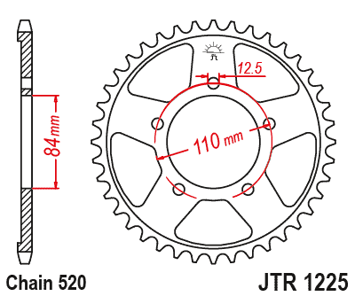 Звезда задняя JTR1225.36