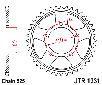 Звезда задняя JTR1331.42ZBK черная
