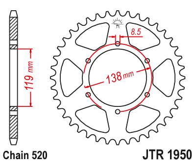 Звезда задняя JTR1950.50