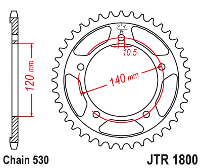 Звезда задняя JTR1800.42ZBK черная