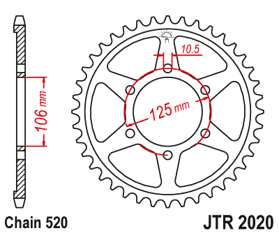 Звезда задняя JTR2020.41