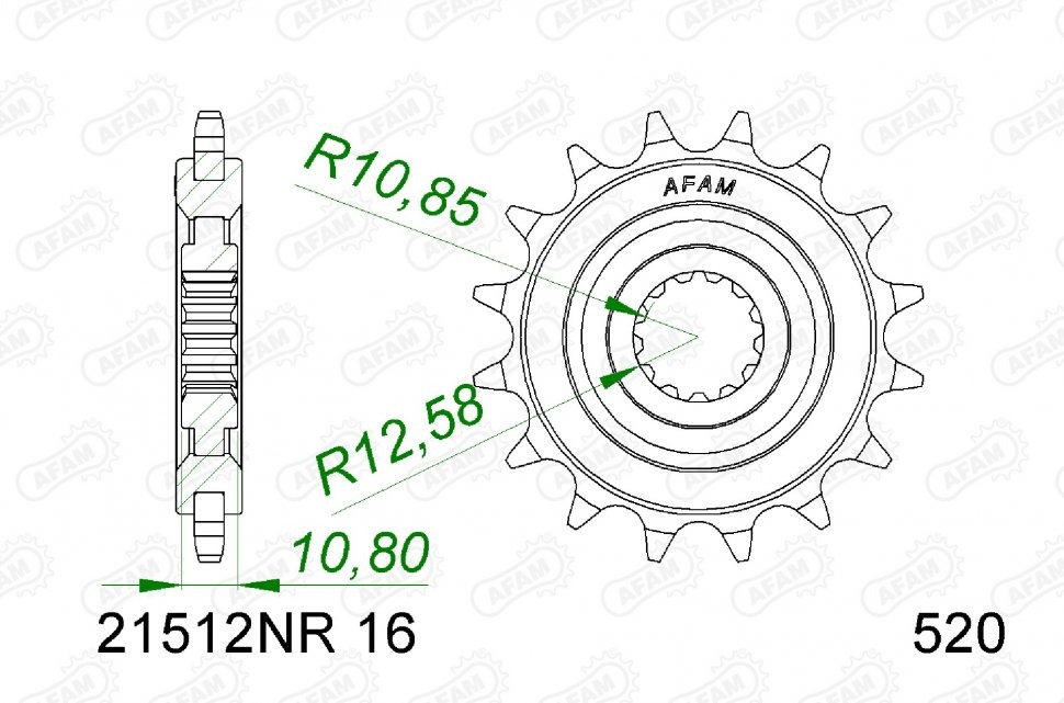Звезда передняя Afam 21512NR-16 стальная с демпфером