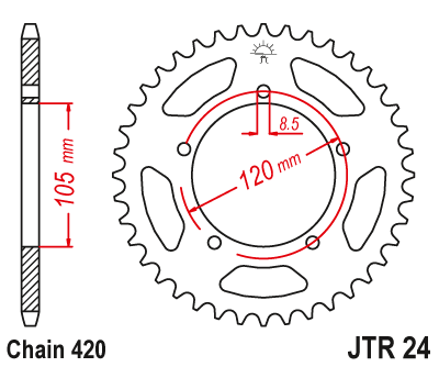 Звезда задняя JTR24.55