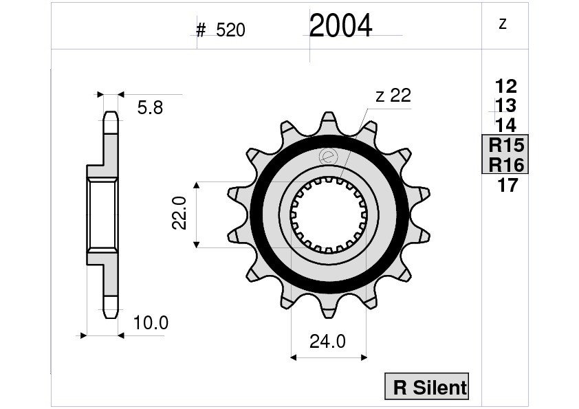 Звезда передняя Ognibene 2004-R16 (JTF402.16) с демпфером