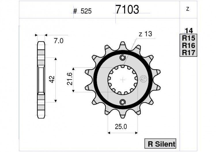 Звезда передняя Ognibene 7103-R17 (JTF520.17 / JTF1537.17) с демпфером