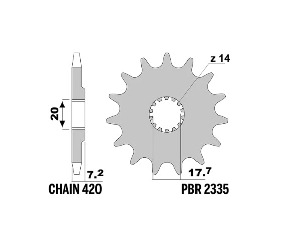 Звезда передняя PBR 2335 C14 (JTF1558.14)