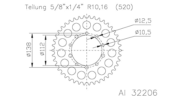 Звезда задняя приводная Esjot 50-32206 39 зубьев (JTR1316.39)